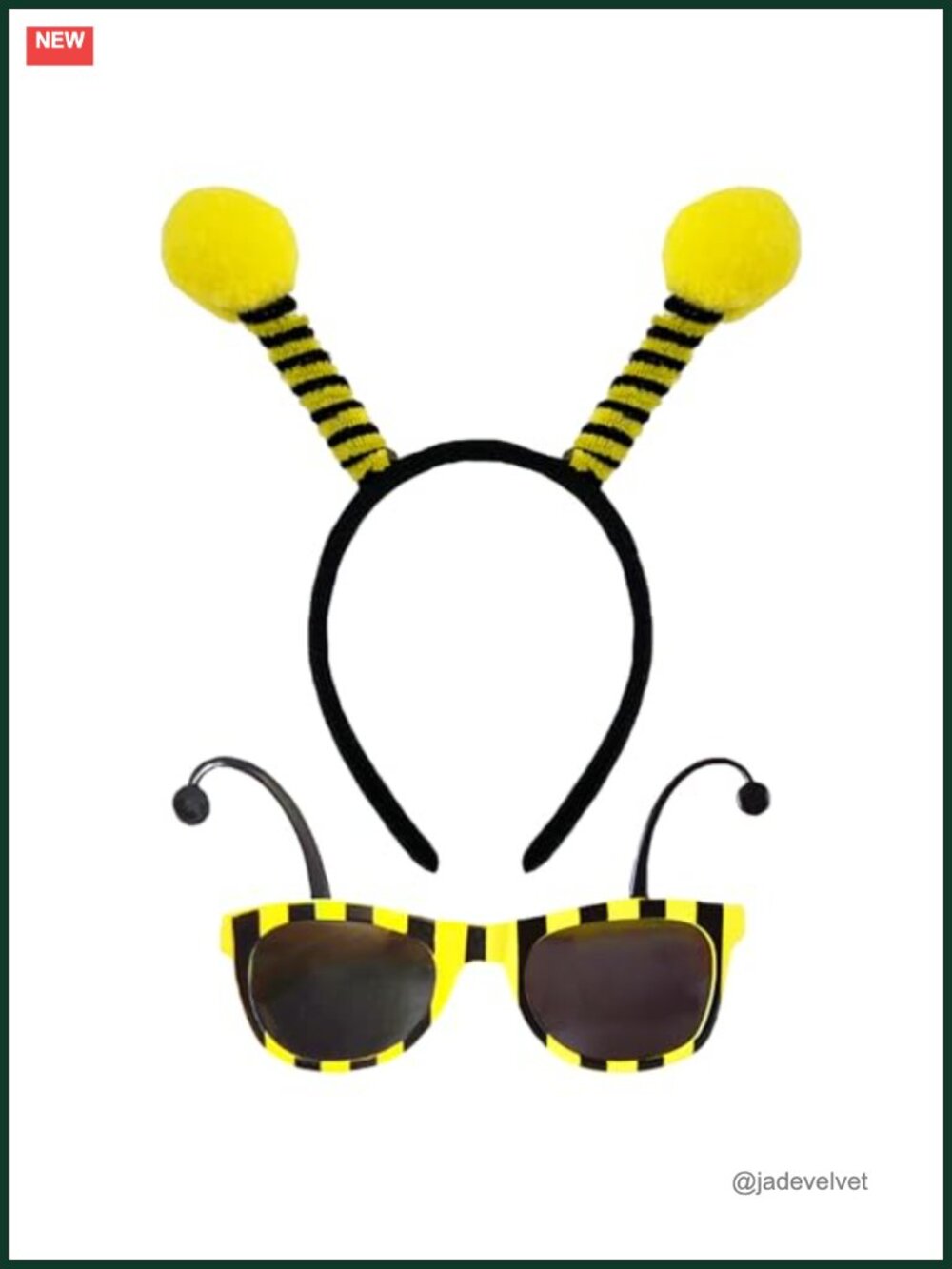 Bee Antenna Headband & Glasses Set Halloween Cosplay Party Hair Accessories